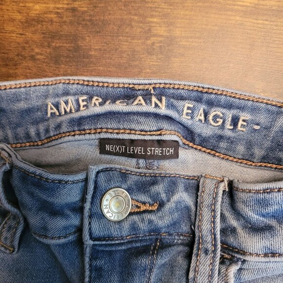 American Eagle Jeans 4 S Next Level Stretch Jegging Super Hi Rise Ripped - Picture 4 of 11